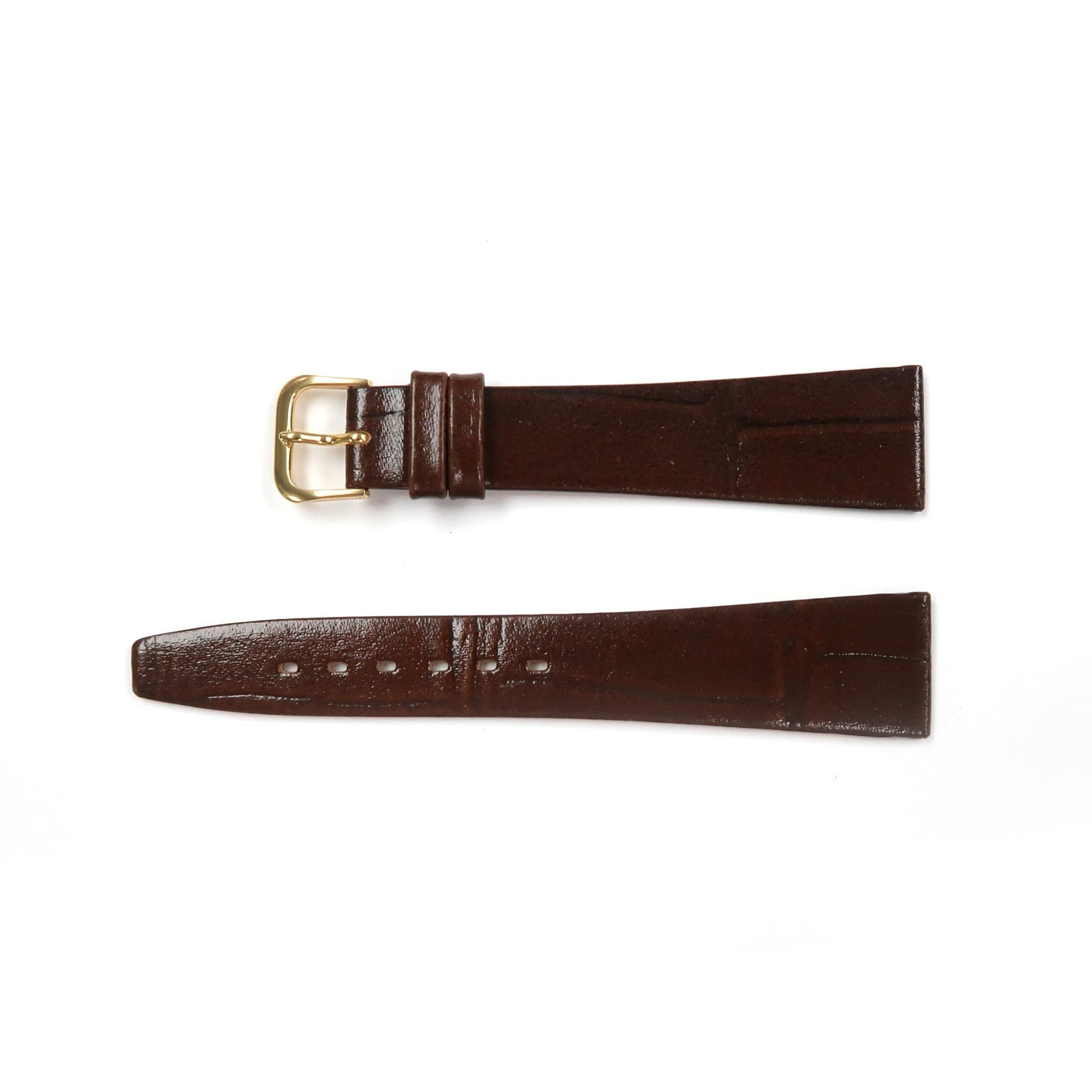 Genuine Leather Watch Band 18 - 20mm Flat Alligator Grain in Black, Brown and Light Brown - Universal Jewelers & Watch Tools Inc.