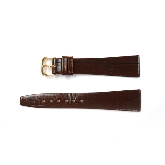 Genuine Leather Watch Band 18-20mm Flat Alligator Grain in Black, Brown and Light Brown - Universal Jewelers & Watch Tools Inc. 