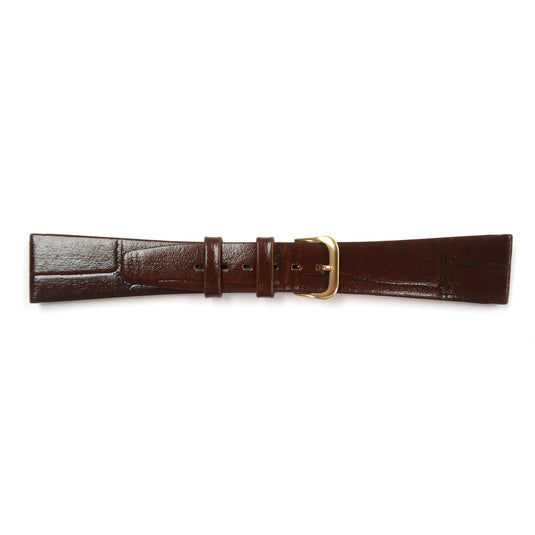 Genuine Leather Watch Band 18-20mm Flat Alligator Grain in Black, Brown and Light Brown - Universal Jewelers & Watch Tools Inc. 