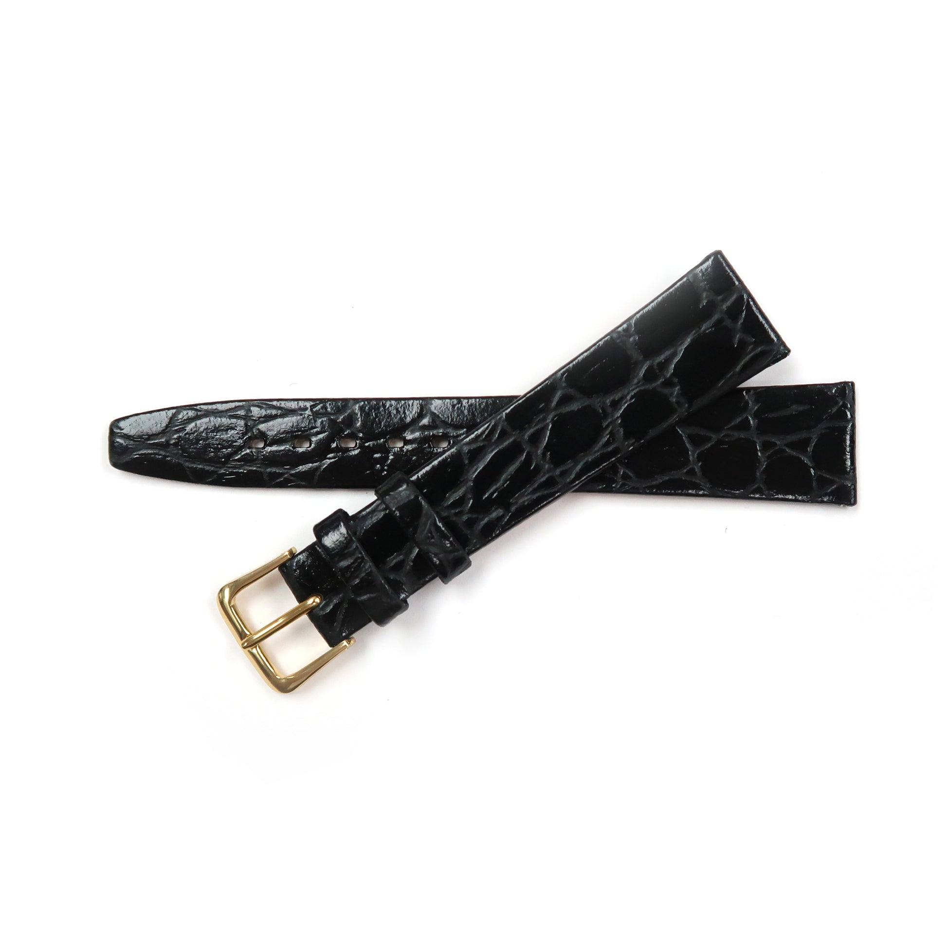 Genuine Leather Watch Band 16-20mm Flat Croco Grain in Black and Brown - Universal Jewelers & Watch Tools Inc. 