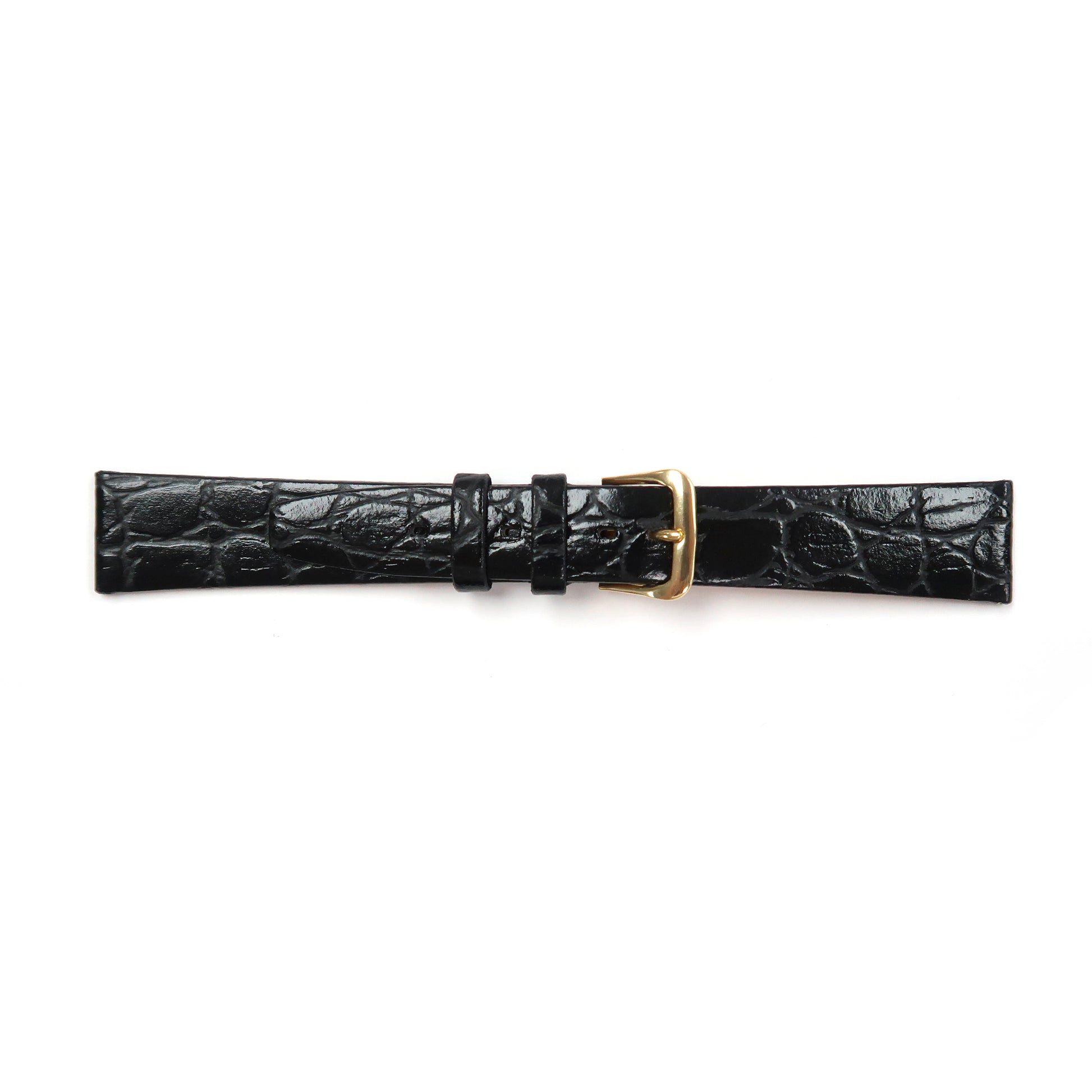 Genuine Leather Watch Band 16-20mm Flat Croco Grain in Black and Brown - Universal Jewelers & Watch Tools Inc. 