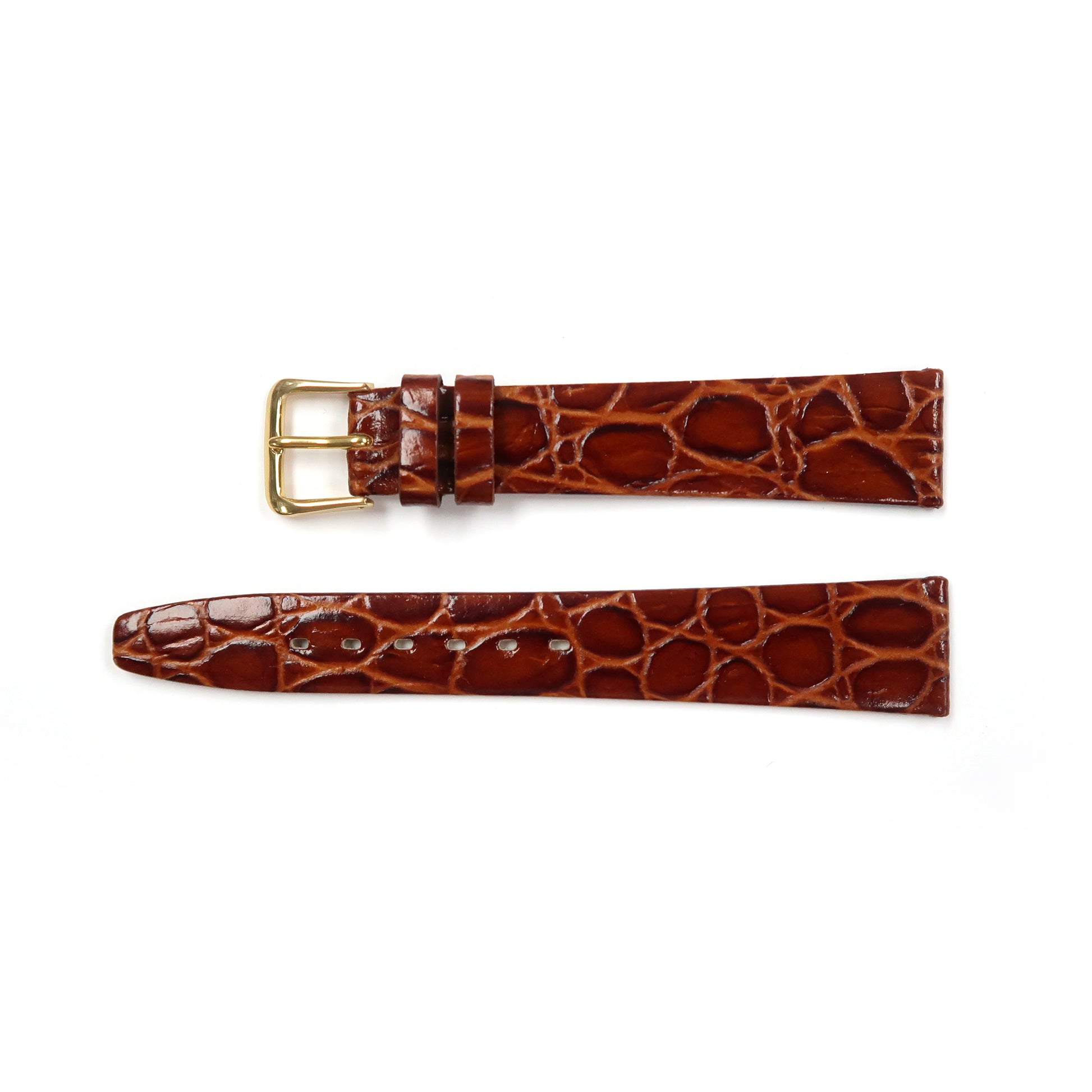 Genuine Leather Watch Band 16-20mm Flat Croco Grain in Black and Brown - Universal Jewelers & Watch Tools Inc. 