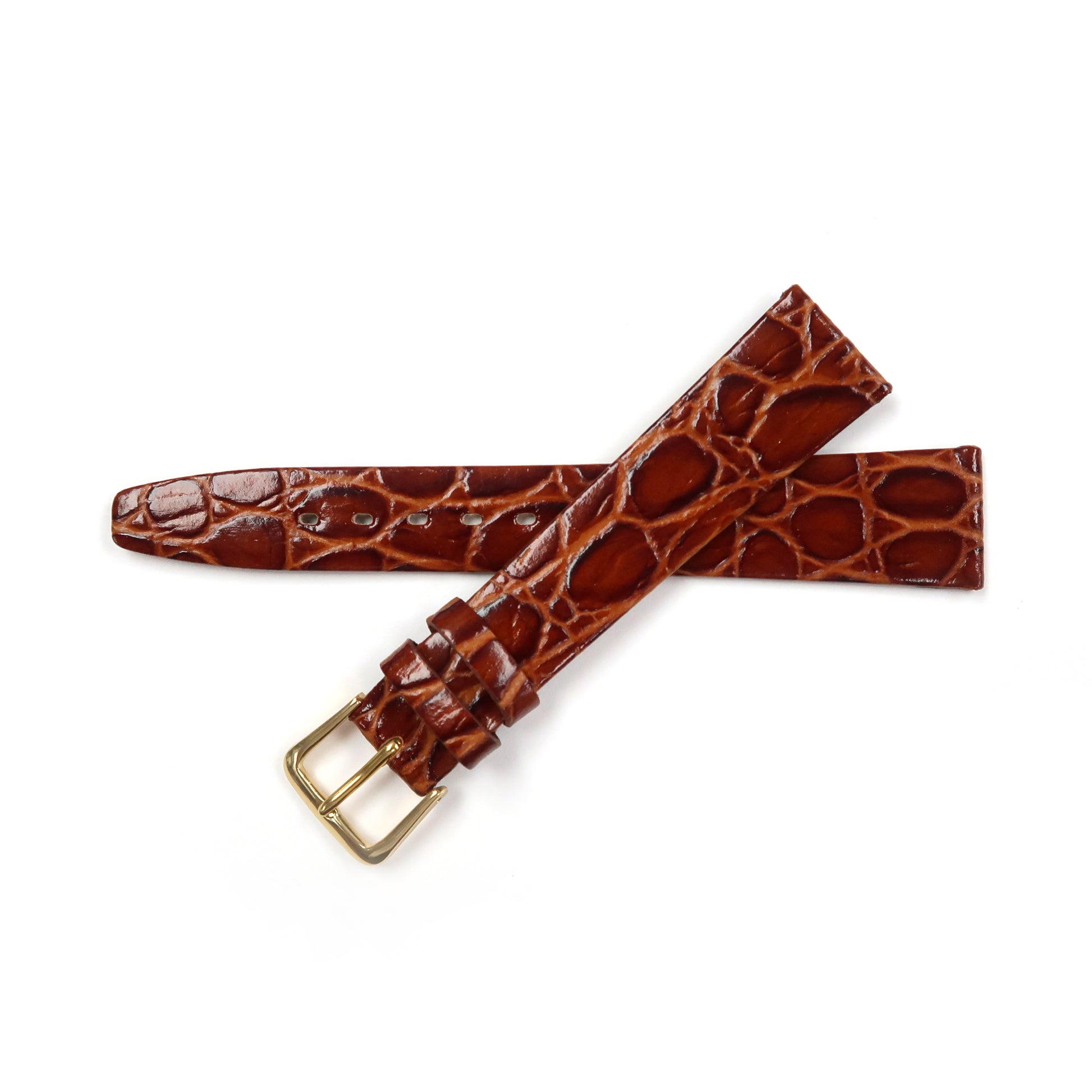 Genuine Leather Watch Band 16-20mm Flat Croco Grain in Black and Brown - Universal Jewelers & Watch Tools Inc. 
