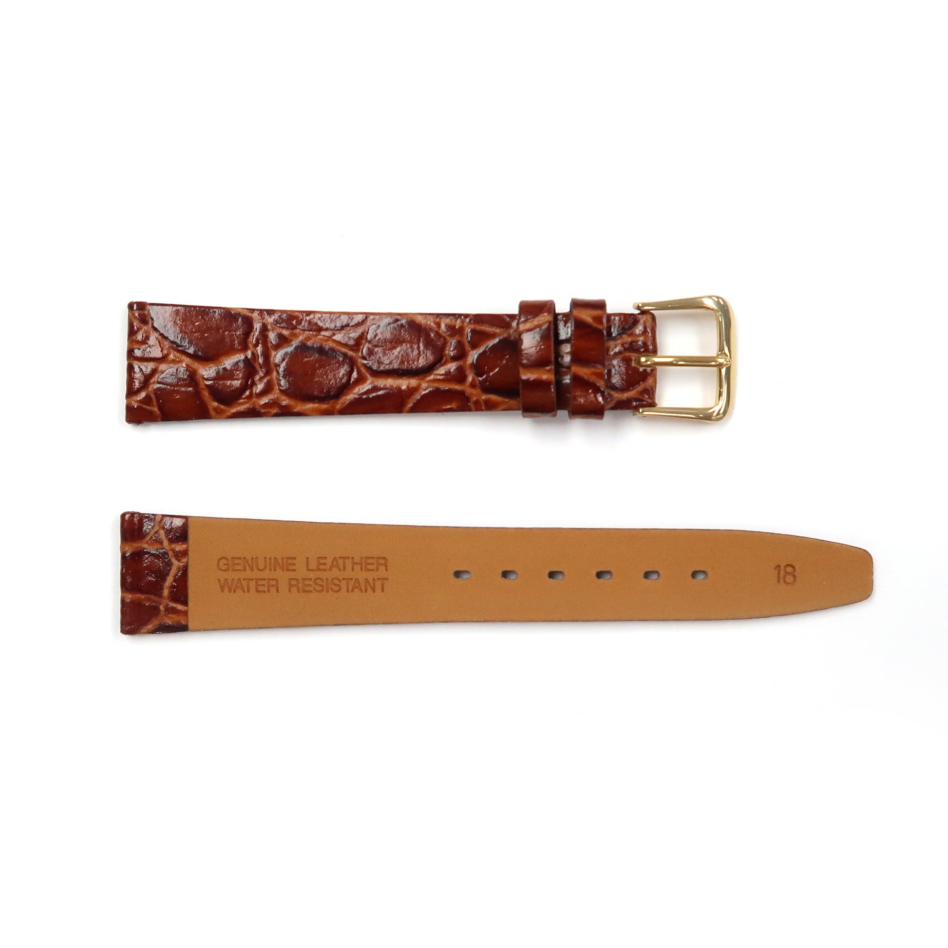 Genuine Leather Watch Band 16-20mm Flat Croco Grain in Black and Brown - Universal Jewelers & Watch Tools Inc. 