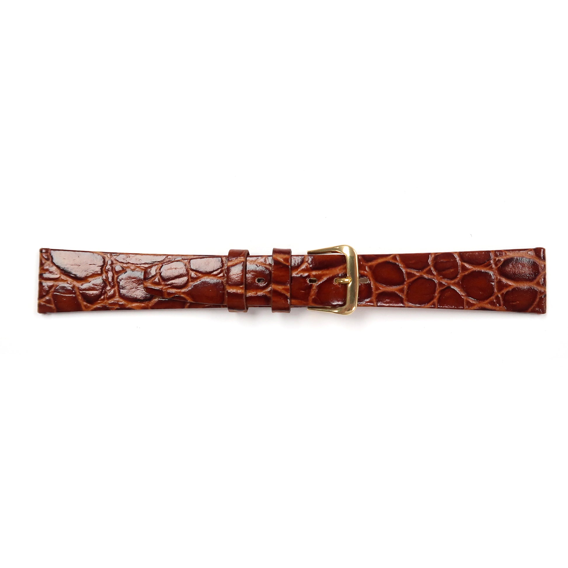 Genuine Leather Watch Band 16-20mm Flat Croco Grain in Black and Brown - Universal Jewelers & Watch Tools Inc. 