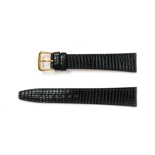 Genuine Leather Watch Band 16-18mm Flat Stitched Lizard Grain in Black and Brown - Universal Jewelers & Watch Tools Inc. 
