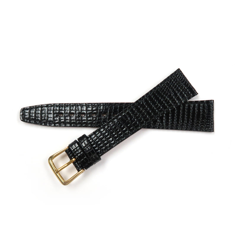Load image into Gallery viewer, Genuine Leather Watch Band 16-18mm Flat Stitched Lizard Grain in Black and Brown - Universal Jewelers &amp; Watch Tools Inc. 
