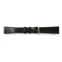 Genuine Leather Watch Band 16-18mm Flat Stitched Lizard Grain in Black and Brown - Universal Jewelers & Watch Tools Inc. 