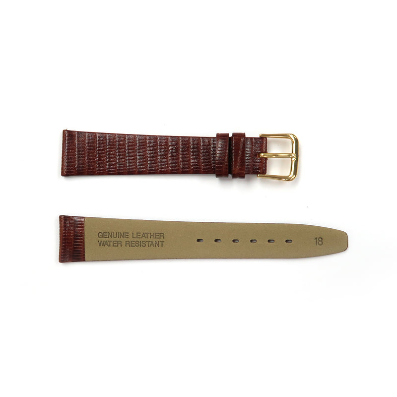 Load image into Gallery viewer, Genuine Leather Watch Band 16-18mm Flat Stitched Lizard Grain in Black and Brown - Universal Jewelers &amp; Watch Tools Inc. 

