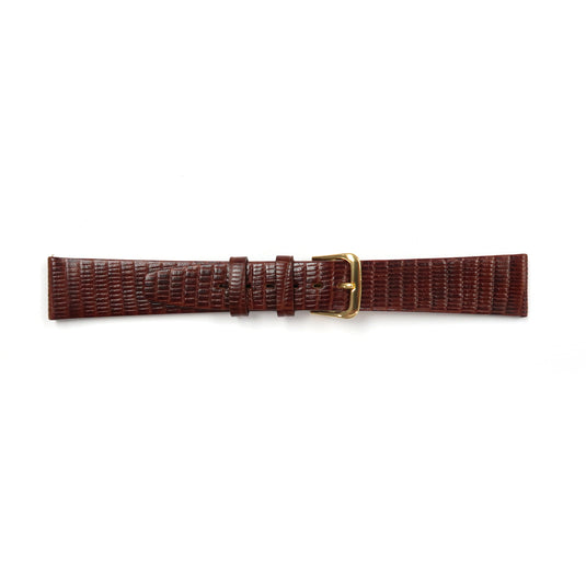 Genuine Leather Watch Band 16-18mm Flat Stitched Lizard Grain in Black and Brown - Universal Jewelers & Watch Tools Inc. 