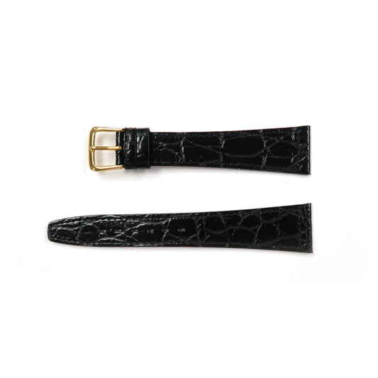 Genuine Leather Watch Band 16-20mm Flat Stitched Alligator Grain in Black and Brown - Universal Jewelers & Watch Tools Inc. 