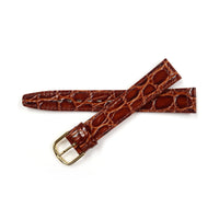 Genuine Leather Watch Band 16-20mm Flat Stitched Alligator Grain in Black and Brown - Universal Jewelers & Watch Tools Inc. 