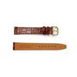 Genuine Leather Watch Band 16-20mm Flat Stitched Alligator Grain in Black and Brown - Universal Jewelers & Watch Tools Inc. 