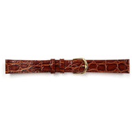 Genuine Leather Watch Band 16-20mm Flat Stitched Alligator Grain in Black and Brown - Universal Jewelers & Watch Tools Inc. 