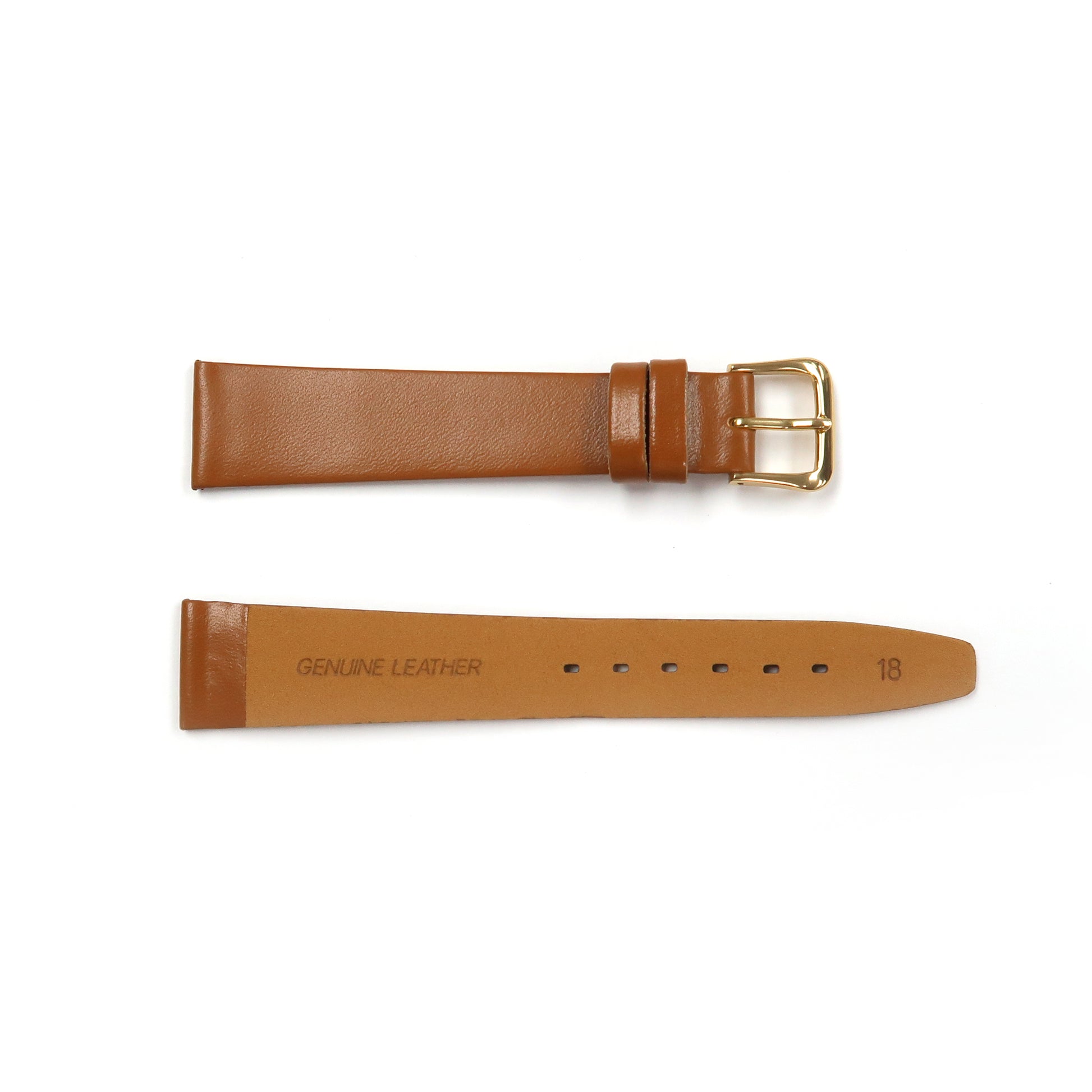 Genuine Leather Watch Band 16-20mm Flat Classic Plain Grain in Black, Brown and Tan - Universal Jewelers & Watch Tools Inc. 
