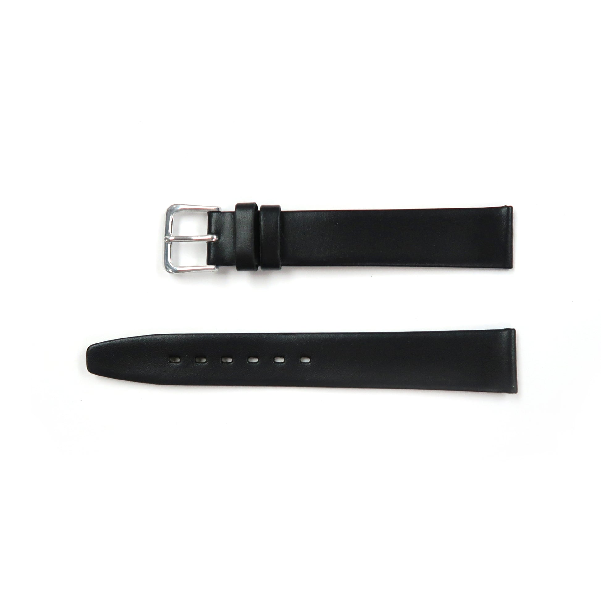 Genuine Leather Watch Band 16-20mm Flat Classic Plain Grain in Black, Brown and Tan - Universal Jewelers & Watch Tools Inc. 