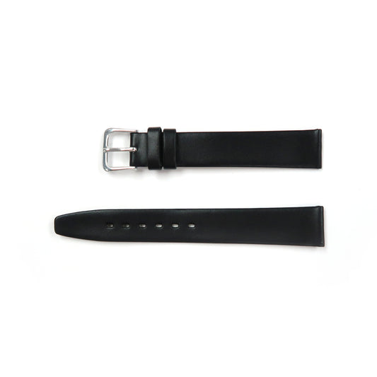 Genuine Leather Watch Band 16-20mm Flat Classic Plain Grain in Black, Brown and Tan - Universal Jewelers & Watch Tools Inc. 
