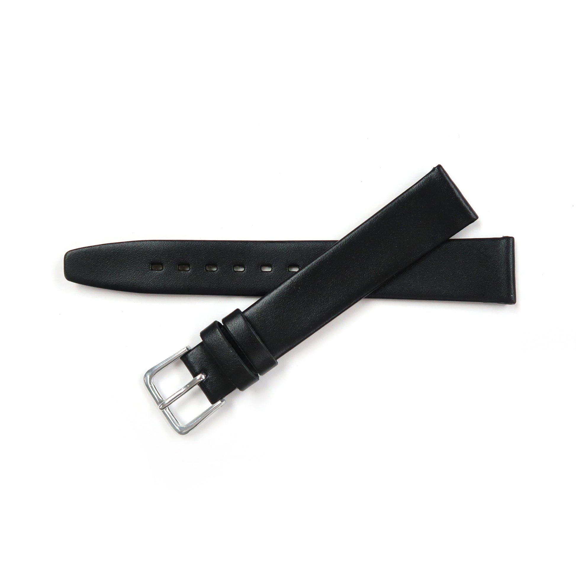 Genuine Leather Watch Band 16-20mm Flat Classic Plain Grain in Black, Brown and Tan - Universal Jewelers & Watch Tools Inc. 