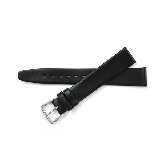 Genuine Leather Watch Band 16-20mm Flat Classic Plain Grain in Black, Brown and Tan - Universal Jewelers & Watch Tools Inc. 