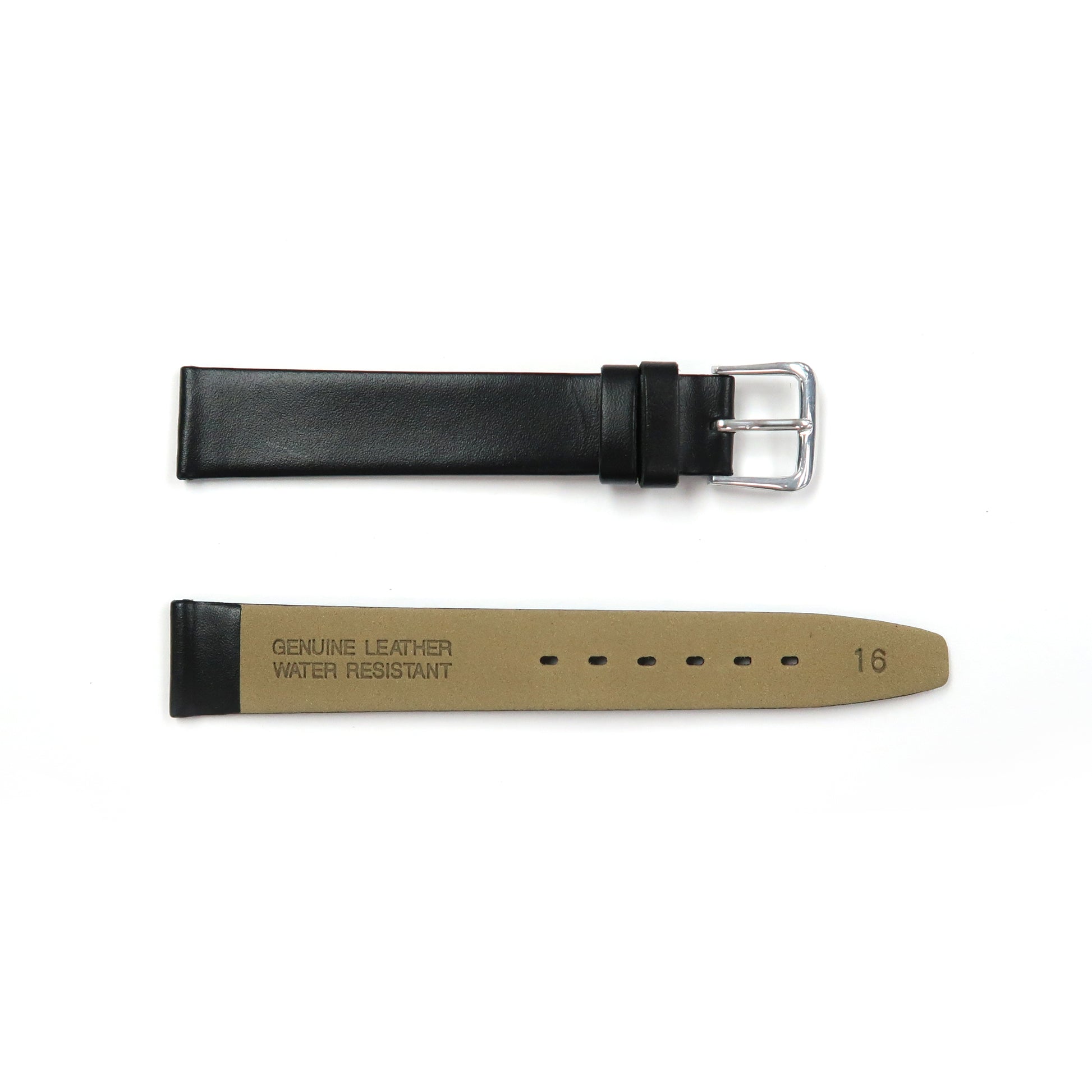 Genuine Leather Watch Band 16-20mm Flat Classic Plain Grain in Black, Brown and Tan - Universal Jewelers & Watch Tools Inc. 