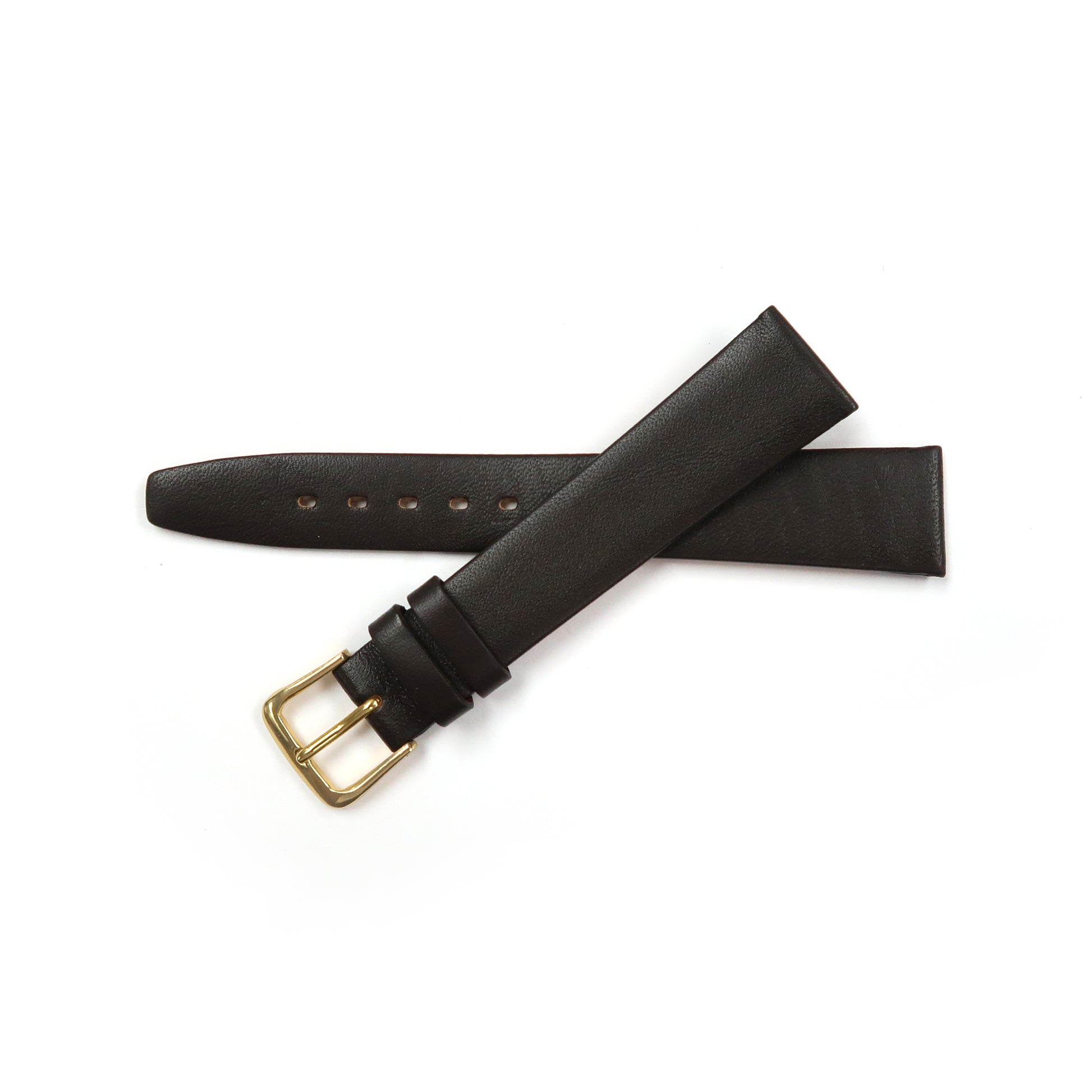 Genuine Leather Watch Band 16-20mm Flat Classic Plain Grain in Black, Brown and Tan - Universal Jewelers & Watch Tools Inc. 
