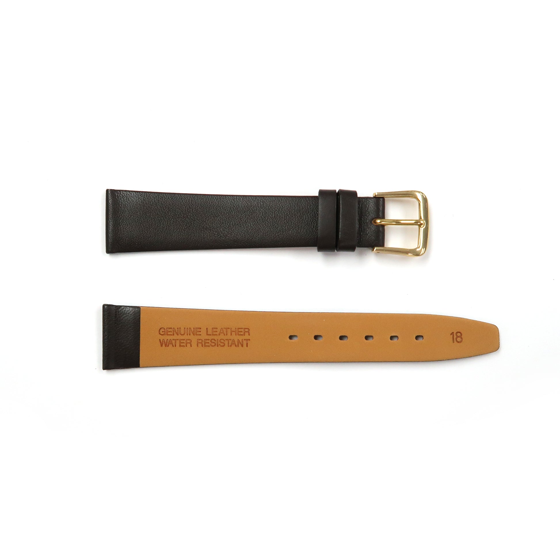 Genuine Leather Watch Band 16-20mm Flat Classic Plain Grain in Black, Brown and Tan - Universal Jewelers & Watch Tools Inc. 