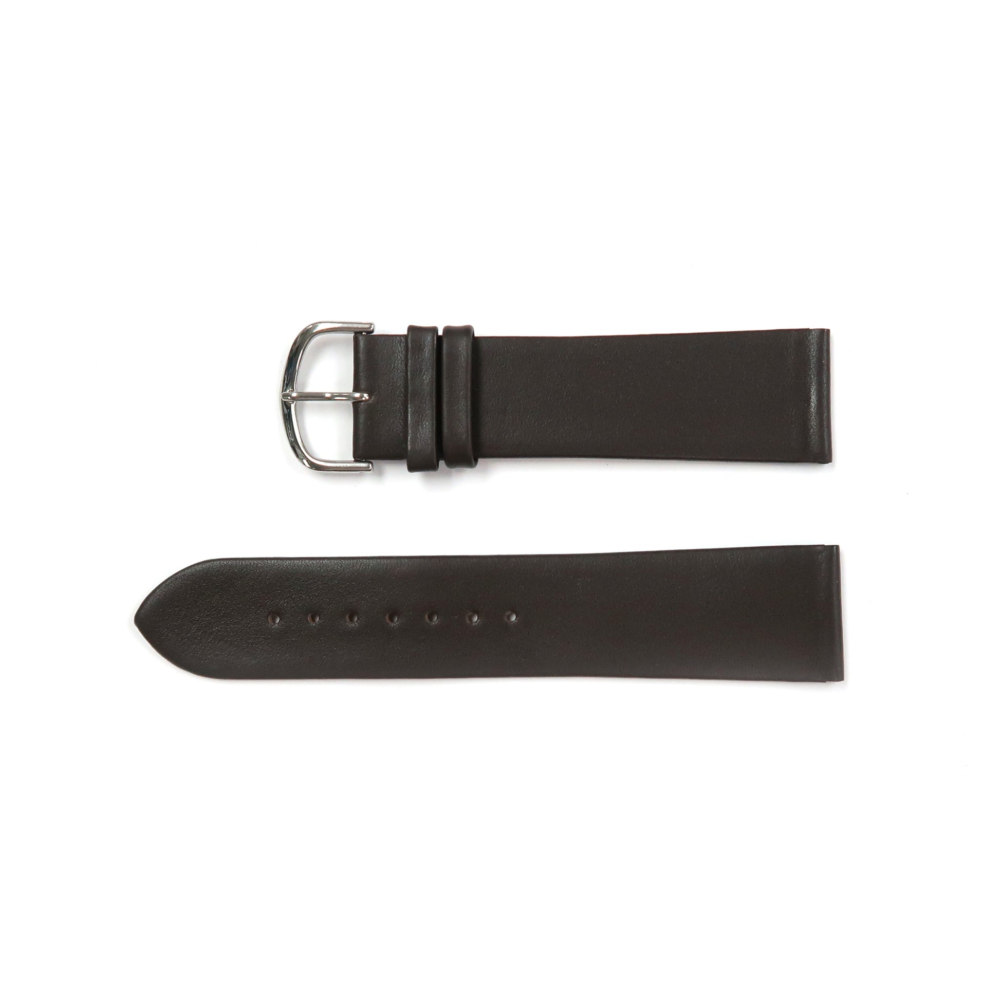 Genuine Leather Watch Band 22-24mm Flat Classic Plain Grain in Black and Brown - Universal Jewelers & Watch Tools Inc. 