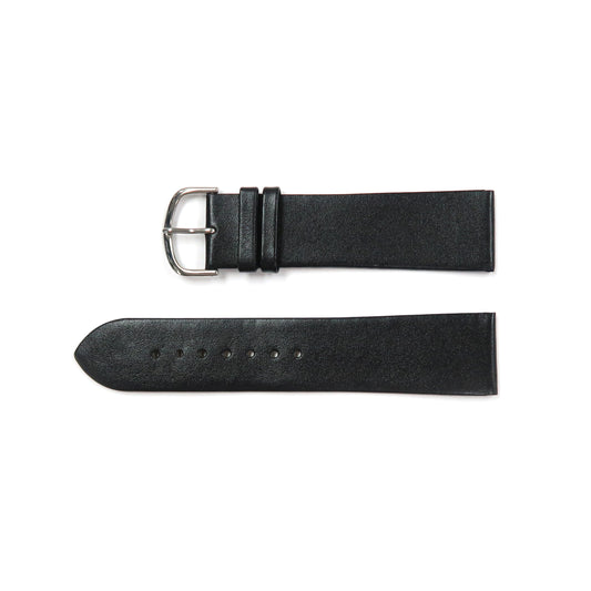 Genuine Leather Watch Band 22-24mm Flat Classic Plain Grain in Black and Brown - Universal Jewelers & Watch Tools Inc. 