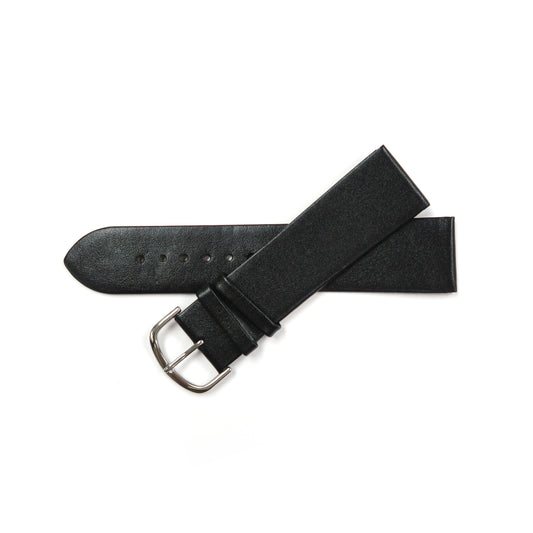 Genuine Leather Watch Band 22-24mm Flat Classic Plain Grain in Black and Brown - Universal Jewelers & Watch Tools Inc. 