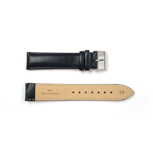 Genuine Leather Watch Band 16-24mm Padded Classic Plain Grain Stitched in Black and Brown - Universal Jewelers & Watch Tools Inc. 