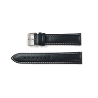 Genuine Leather Watch Band 16-24mm Padded Classic Plain Grain Stitched in Black and Brown - Universal Jewelers & Watch Tools Inc. 