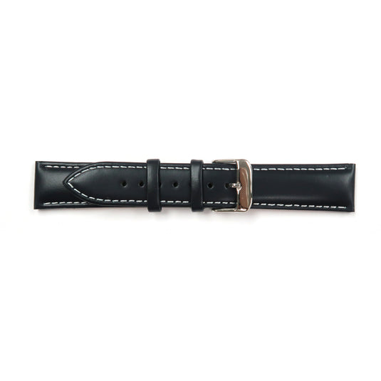 Genuine Leather Watch Band 16-24mm Padded Classic Plain Grain Stitched in Black and Brown - Universal Jewelers & Watch Tools Inc. 
