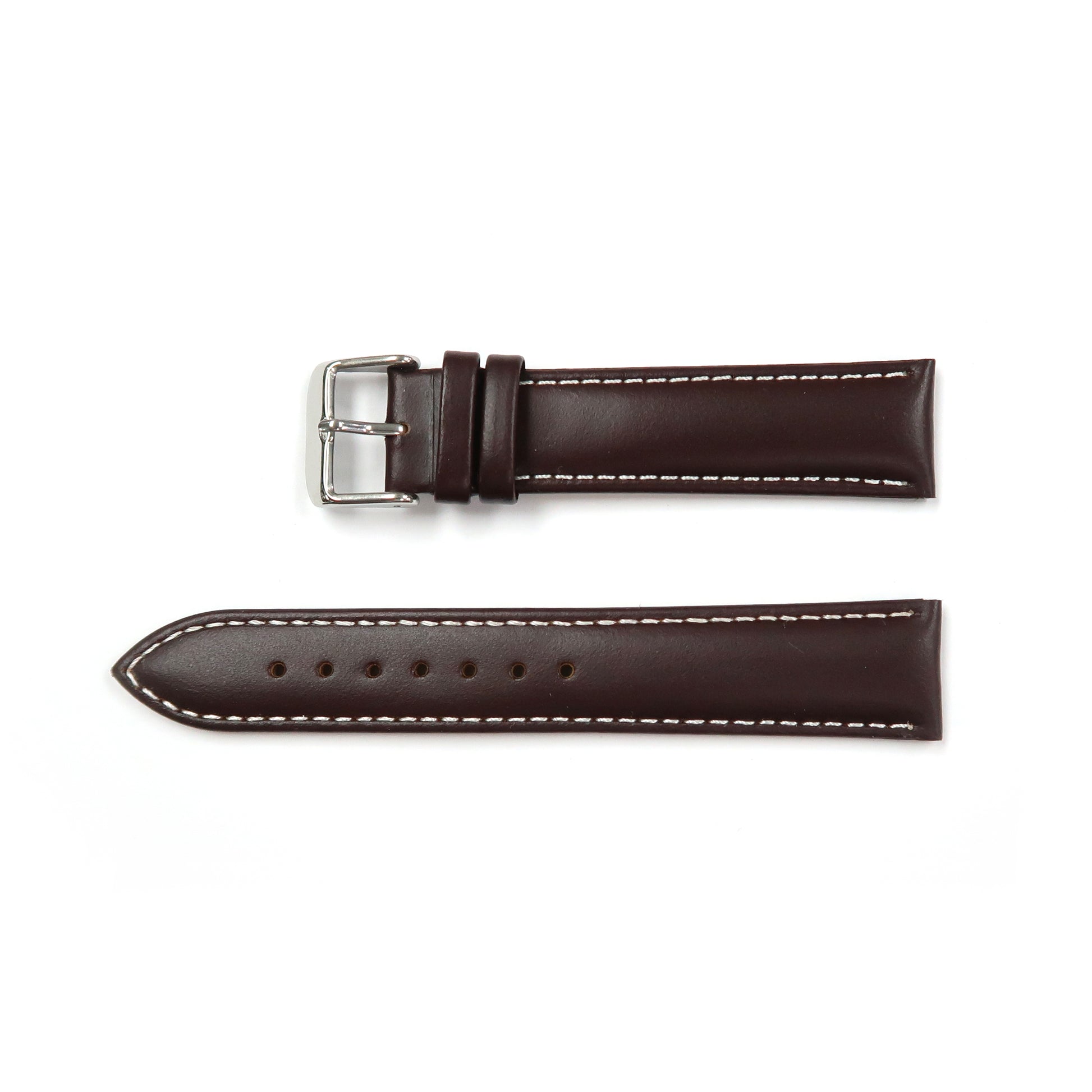 Genuine Leather Watch Band 16-24mm Padded Classic Plain Grain Stitched in Black and Brown - Universal Jewelers & Watch Tools Inc. 