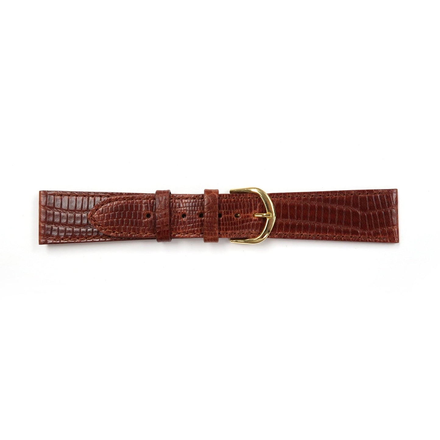 Genuine Leather Watch Band 18 - 20mm Flat Stitched Lizard Grain in Black, Brown and Light Brown - Universal Jewelers & Watch Tools Inc.