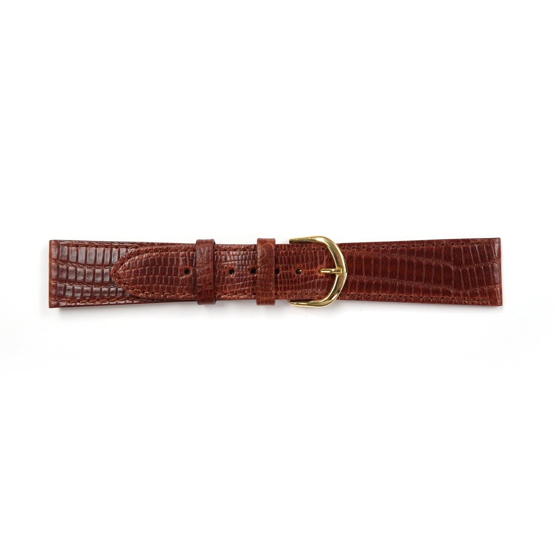 Genuine Leather Watch Band 18 - 20mm Flat Stitched Lizard Grain in Black, Brown and Light Brown - Universal Jewelers & Watch Tools Inc.