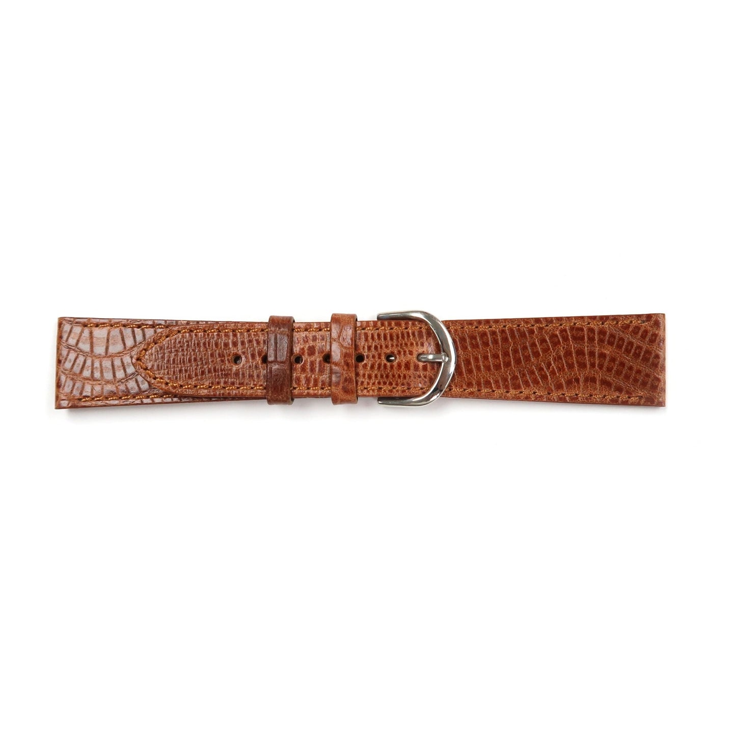 Genuine Leather Watch Band 18 - 20mm Flat Stitched Lizard Grain in Black, Brown and Light Brown - Universal Jewelers & Watch Tools Inc.