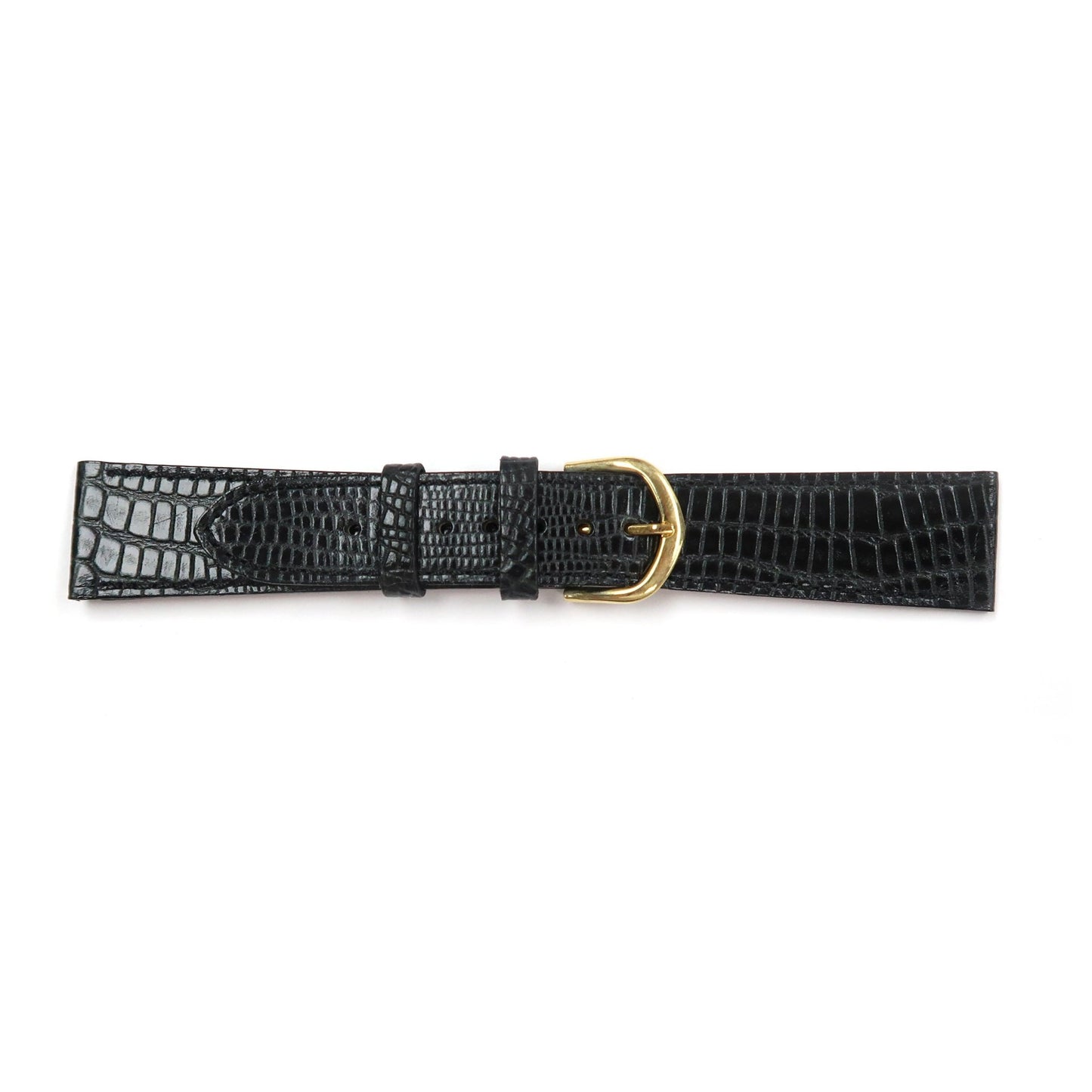 Genuine Leather Watch Band 18 - 20mm Flat Stitched Lizard Grain in Black, Brown and Light Brown - Universal Jewelers & Watch Tools Inc.