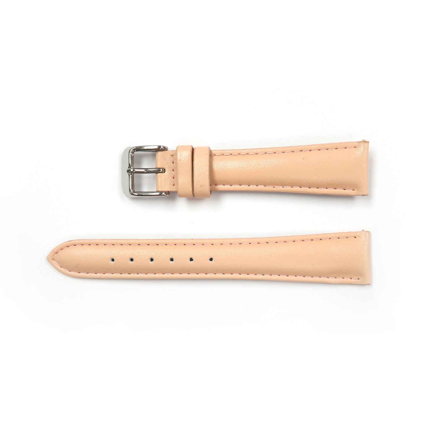 Genuine Leather Watch Band 18mm Padded Classic Plain Grain Stitched in Baby Blue and Peach - Universal Jewelers & Watch Tools Inc. 