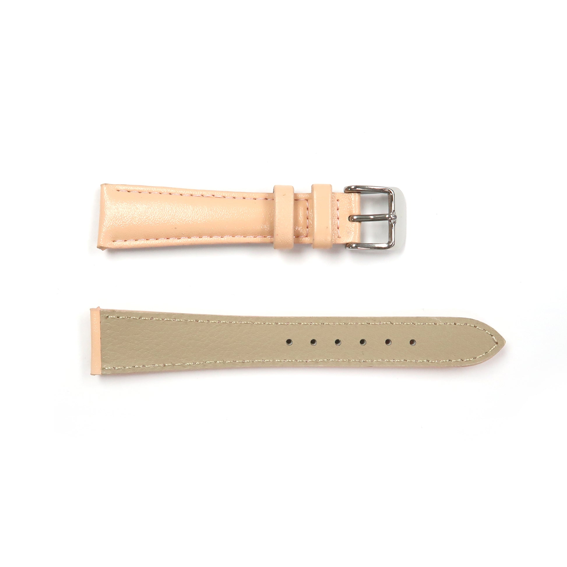 Genuine Leather Watch Band 18mm Padded Classic Plain Grain Stitched in Baby Blue and Peach - Universal Jewelers & Watch Tools Inc. 