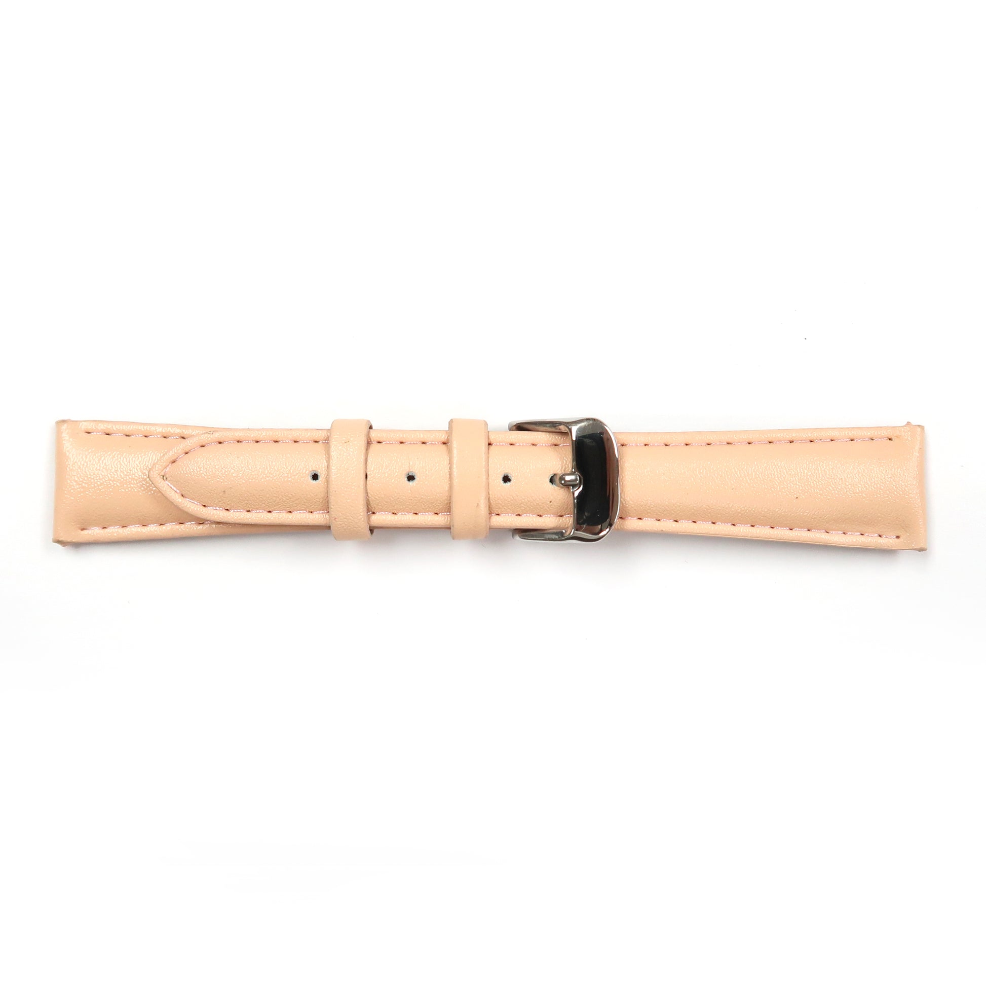 Genuine Leather Watch Band 18mm Padded Classic Plain Grain Stitched in Baby Blue and Peach - Universal Jewelers & Watch Tools Inc. 