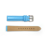 Genuine Leather Watch Band 18mm Padded Classic Plain Grain Stitched in Baby Blue and Peach - Universal Jewelers & Watch Tools Inc. 