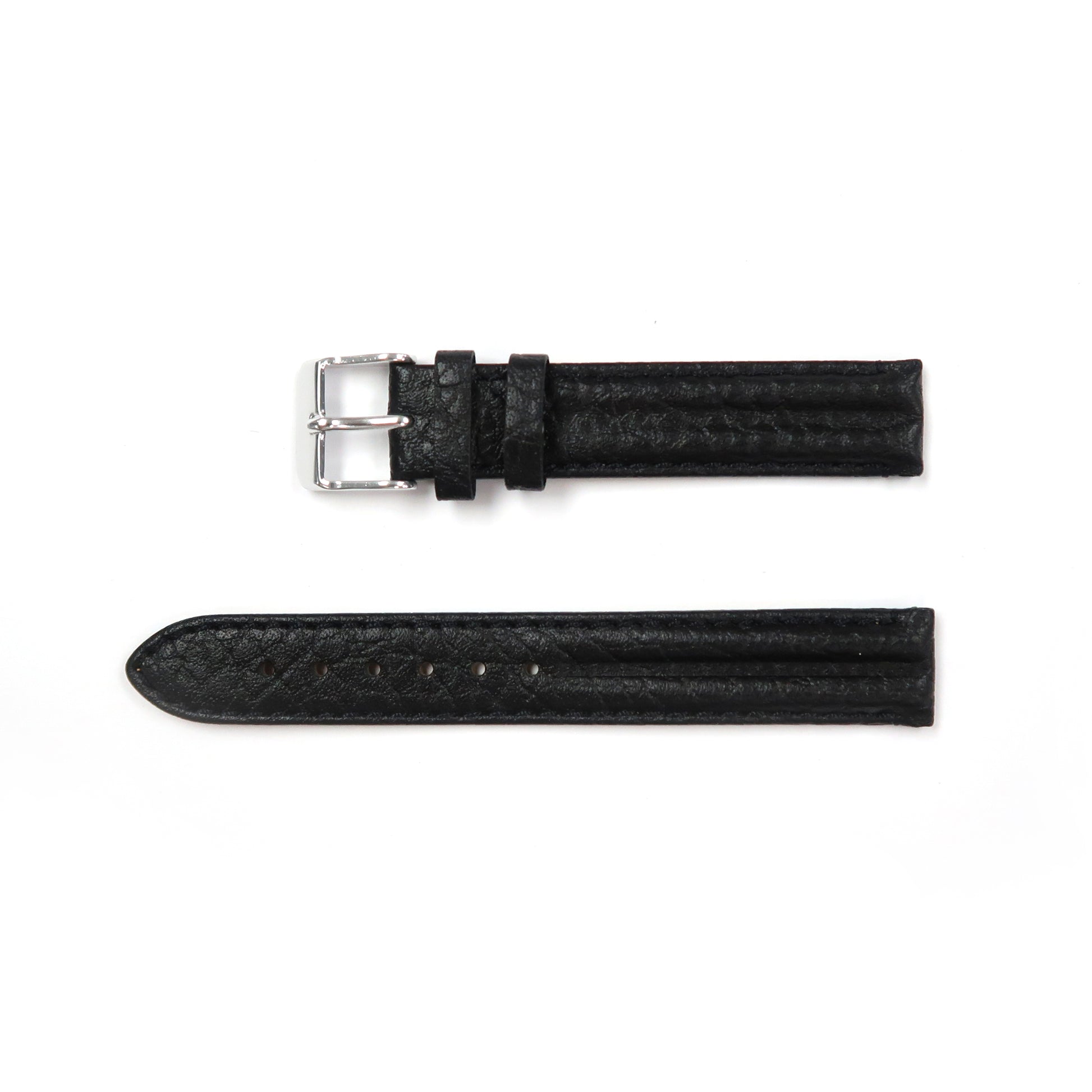 Genuine Leather Watch Band 16-20mm Padded Classic Plain Grain Stitched in Black, Brown and Light Brown - Universal Jewelers & Watch Tools Inc. 