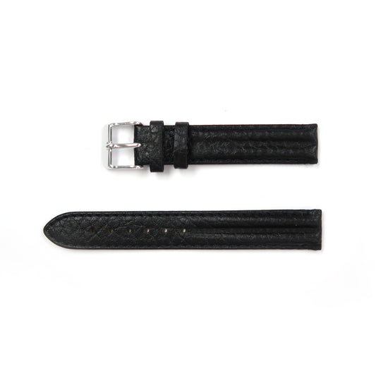 Genuine Leather Watch Band 16-20mm Padded Classic Plain Grain Stitched in Black, Brown and Light Brown - Universal Jewelers & Watch Tools Inc. 