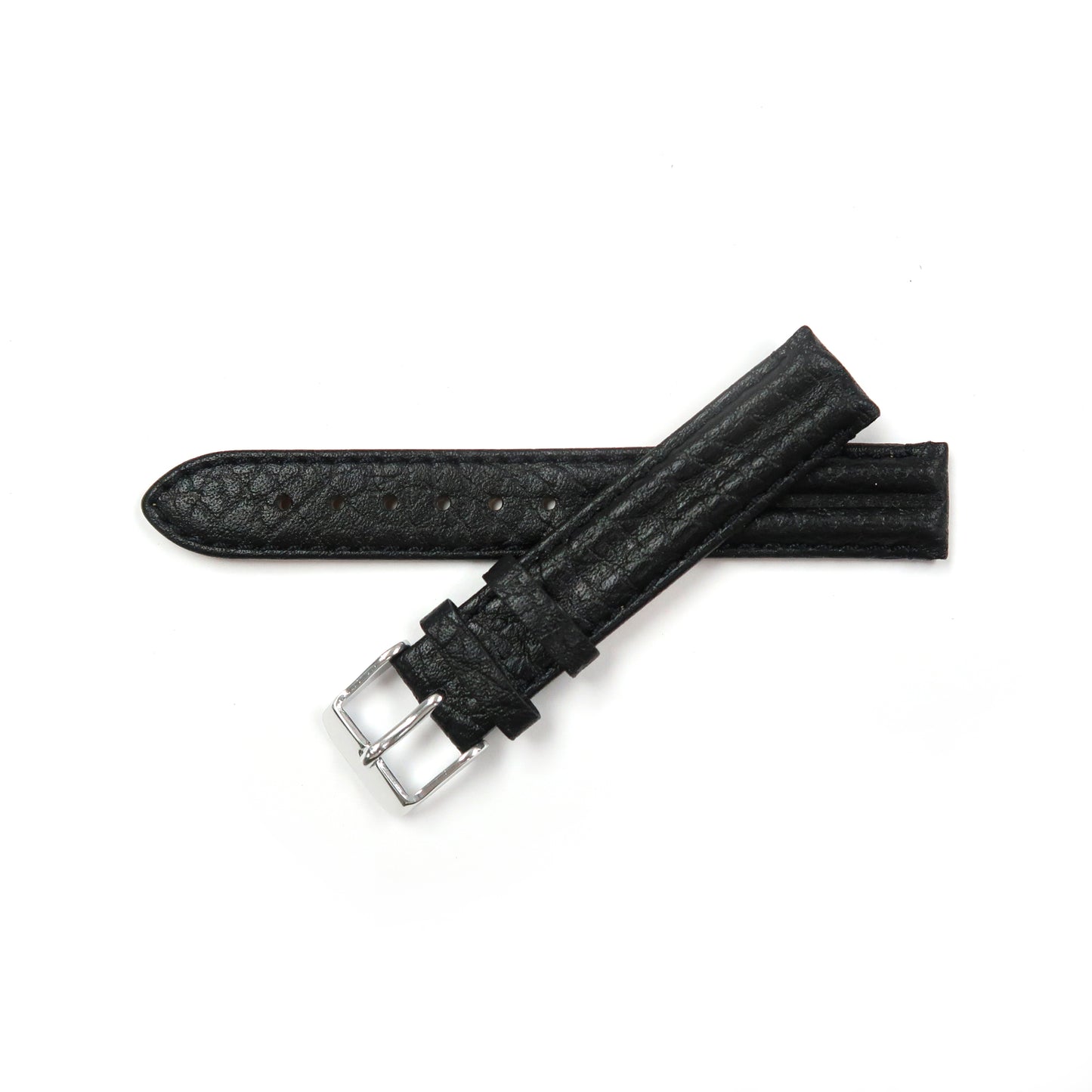 Genuine Leather Watch Band 16-20mm Padded Classic Plain Grain Stitched in Black, Brown and Light Brown - Universal Jewelers & Watch Tools Inc. 