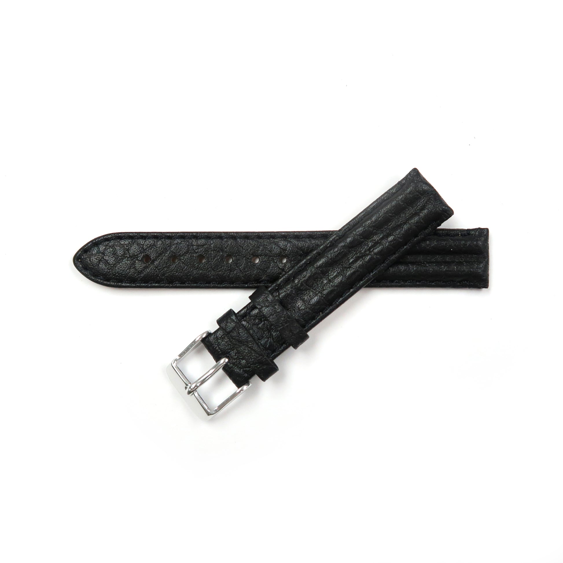 Genuine Leather Watch Band 16-20mm Padded Classic Plain Grain Stitched in Black, Brown and Light Brown - Universal Jewelers & Watch Tools Inc. 