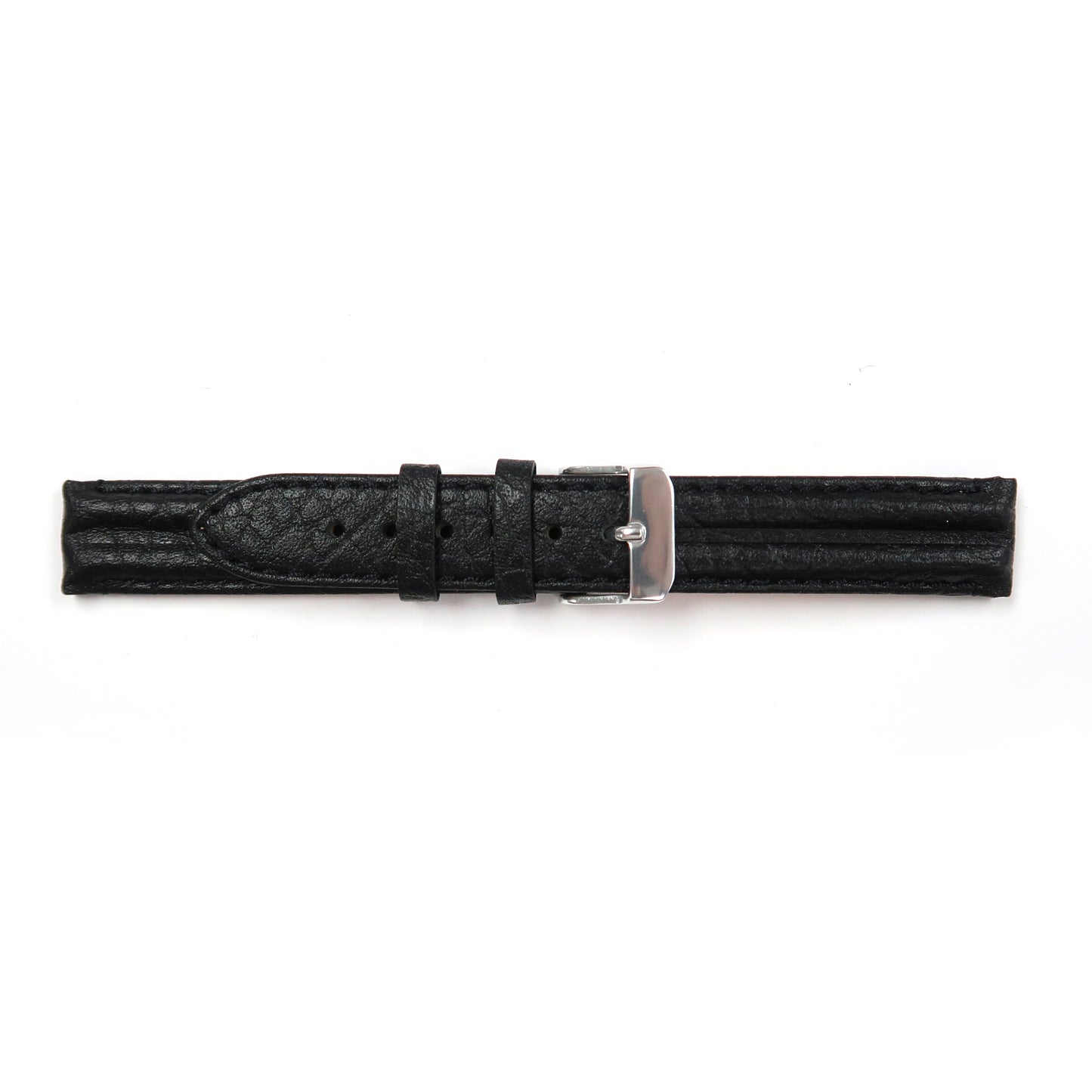 Genuine Leather Watch Band 16-20mm Padded Classic Plain Grain Stitched in Black, Brown and Light Brown - Universal Jewelers & Watch Tools Inc. 