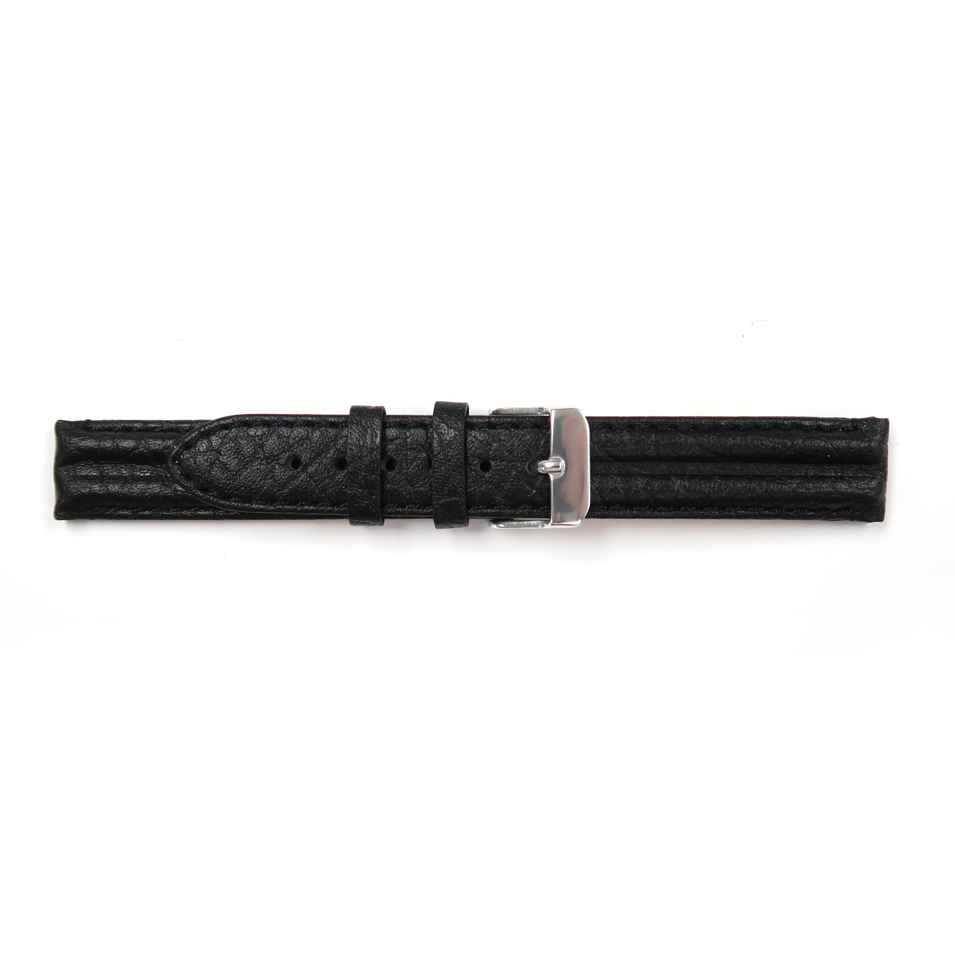 Genuine Leather Watch Band 16-20mm Padded Classic Plain Grain Stitched in Black, Brown and Light Brown - Universal Jewelers & Watch Tools Inc. 