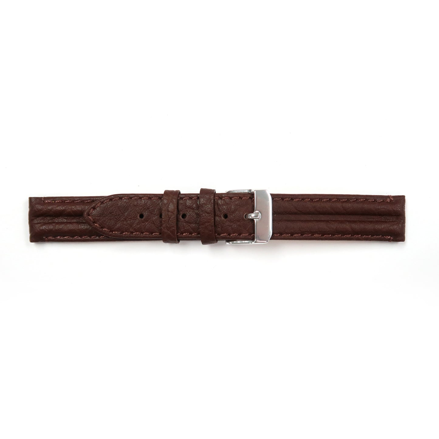 Genuine Leather Watch Band 16-20mm Padded Classic Plain Grain Stitched in Black, Brown and Light Brown - Universal Jewelers & Watch Tools Inc. 