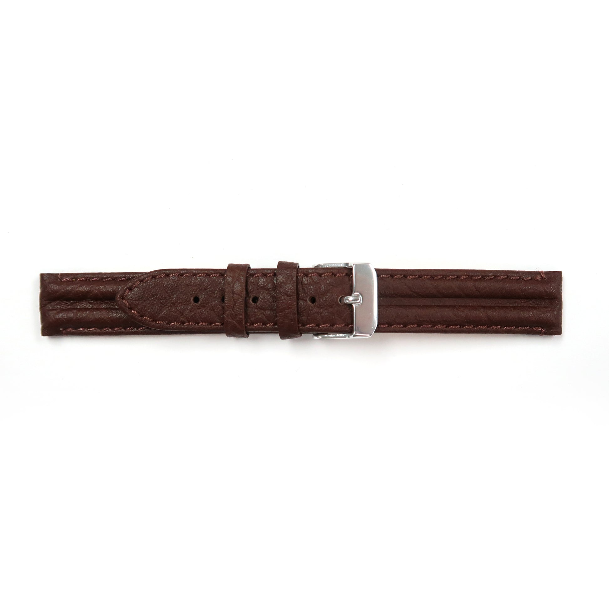 Genuine Leather Watch Band 16-20mm Padded Classic Plain Grain Stitched in Black, Brown and Light Brown - Universal Jewelers & Watch Tools Inc. 