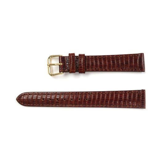 Genuine Leather Watch Band 16-24mm Padded Lizard Grain Stitched in Black and Brown - Universal Jewelers & Watch Tools Inc. 
